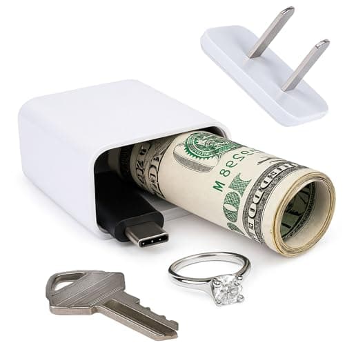 Secret Stash Phone Charger Diversion Safe - Realistic Looking USB Charger with Hidden Storage Compartment | Hiding Places for Valuables Cash Can Items (White Charger) - Image 1