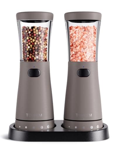 Electric Salt and Pepper Grinder Set with Storage Base, Stainless Steel Rechargeable Salt and Pepper Grinder Set with 4.5 oz Large Capacity, 1.8" Wide Mouth, Adjustable Coarseness, Ideal for Kitchen - Image 1