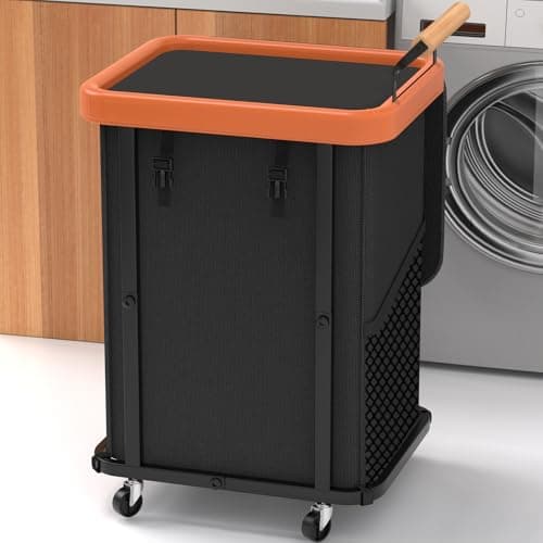 150L (40 Gal) Extra Large Fashion Laundry Basket with Wheels, Rolling Basket Hamper with Handle, Organizer Storage Cart with Sturdy Metal Frame for Laundry Room - Black - Image 1