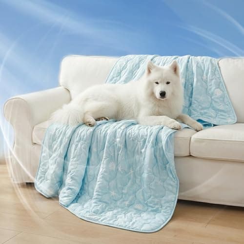 NWK Dog Cooling Blanket, Q-Max>0.345, Ice Silk Cool to Touch Material, Reversible Breathable Bed Cover, Furniture Protector Couch Sofa for Summer, Machine Washable (Ocean Blue, 40'' X 60'') - Image 1