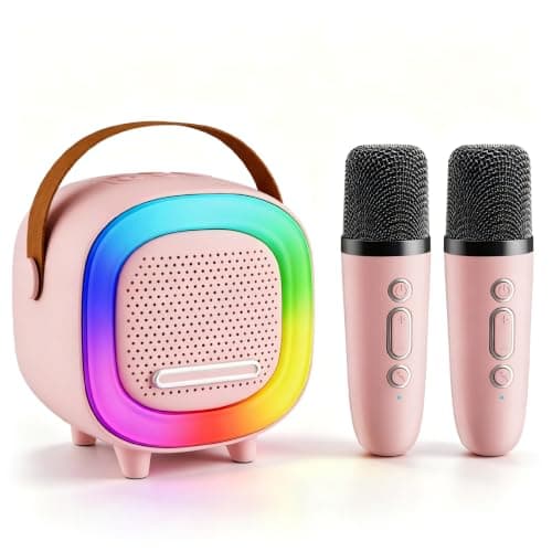 Mini Karaoke Machine Speaker for Kids Adults, Portable Bluetooth with 2 Wireless Microphones, Christmas Birthday Gift Ideas for Toys for Teens Boys and Girls Aged 4, 5, 6, 7, 8, 9, 10, 11, 12+ - Image 1
