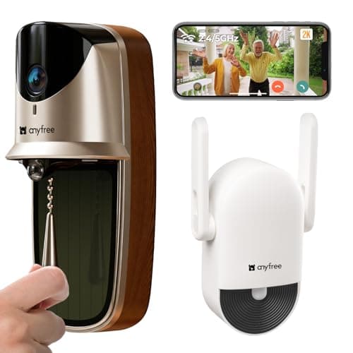 anyfree Solar Video Doorbells Camera Wireless with Chime Pro (2nd), 2K HDR Wide-Angle, AI Smart Motion Detection, 2.4/5G WiFi, 2-Way Talk, No Subscription Local/Cloud, Night Vision, Works with Alexa - Image 1