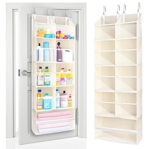 ULG Over the Door Organizer, 5-Tier Extra Large Hanging Storage with 10 Mesh Pockets, 100 lbs Capacity, Heavy Duty Door Organizer for Closet, Bedroom, Nursery Storage, Beige - Image 1