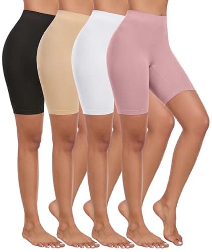 Okimay 4 Pack Slip Shorts for Under Dress Women Seamless Boyshorts Panties Anti Chafing Shorts - Image 1