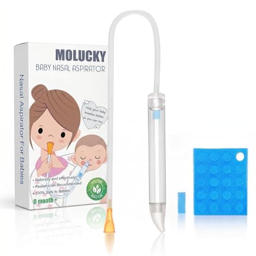 Baby Nasal Aspirator with 24 Replacement Filters - Soft Silicone Tip Nose Sucker for Newborns and Toddlers - Manual Suction for Quick Relief from Congestion - BPA-Free Transparent Mucus Extractor - Image 1