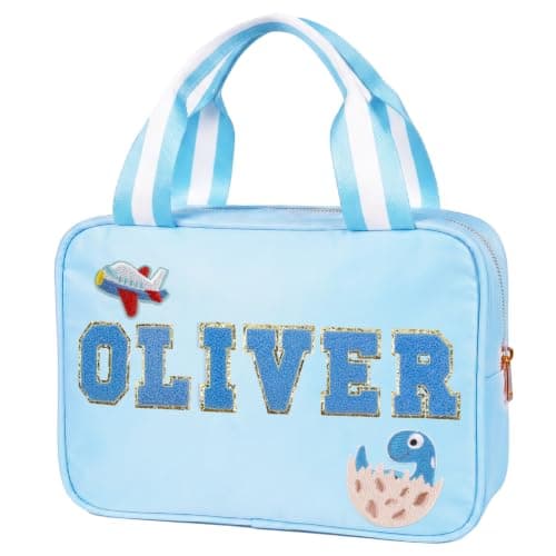 Individz Custom Insulated Lunch Bag Box for Girls Boys, Nylon Lunch Box with Name, Personalized Preppy Portable Lunch Boxes, Back to School Gifts for School Office Picnic Party Travel (Lunch-Blue) - Image 1