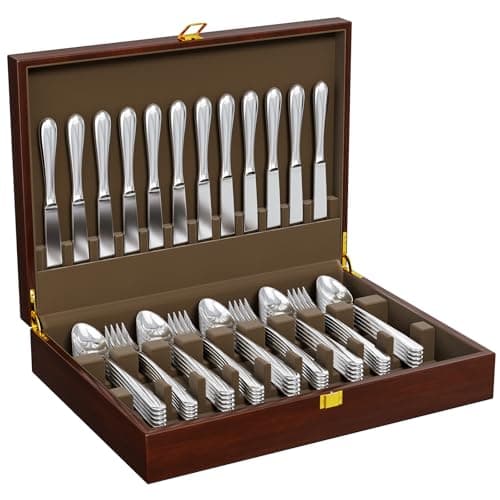 Solid Walnut Silverware Storage Box,Silverware Chest Case for Flatware