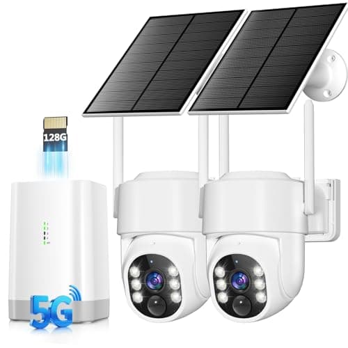 4MP Security Cameras Wireless Outdoor 5G & 2.4G, No Subscription Fee, 2 Cam-Kit,Solar Camera Outdoor Wireless With 360° PTZ,128GB Storage,Color Night Vision,Ai Detection WiFi Cameras for Home Security - Image 1