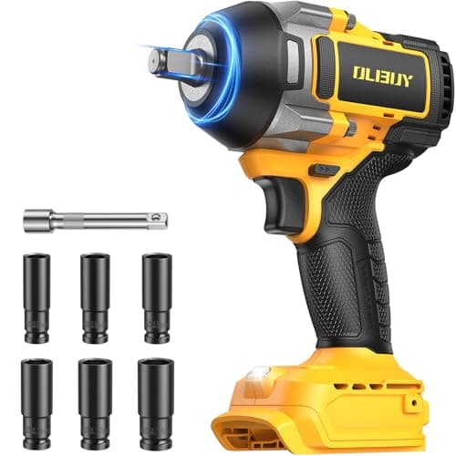 Cordless Impact Wrench for De-walt 20V Battery, 1106Ft-lbs (1500N.m) 1/2 Electric Impact Driver, 3 Speed High Torque Impact Gun with 6 Sockets, Impact Wrench for Car Home Mower (No Battery) - Image 1