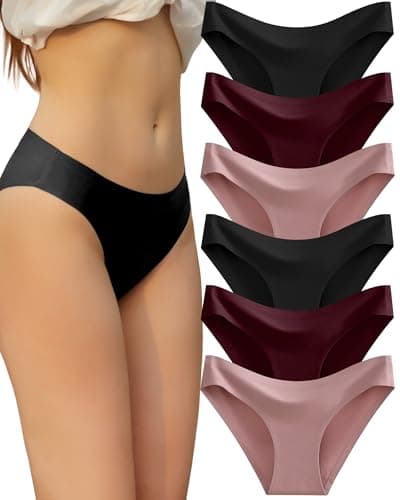 FINETOO 6 Pack Women’s Seamless Hipster Underwear No Show Panties Invisibles Briefs Soft Stretch Bikini Underwears XS-XXL(XS) - Image 1