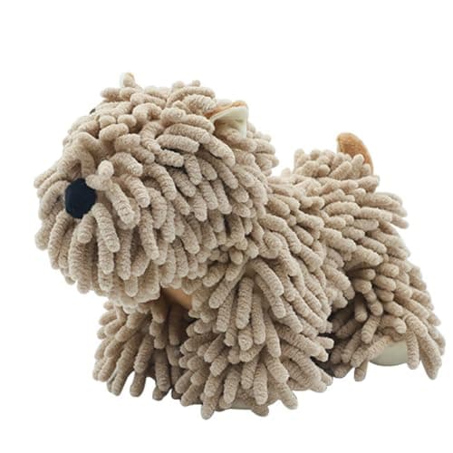 FAGOBI Cute Dog Chenille Hand Towel, 3D Fuzzy Puppy Hangable Ball Hand Towel Microfiber Super Soft Absorbent Bathroom & Kitchen Towels with Hanging Loop, Can Be Placed on the Sink Countertop (Brown) - Image 1