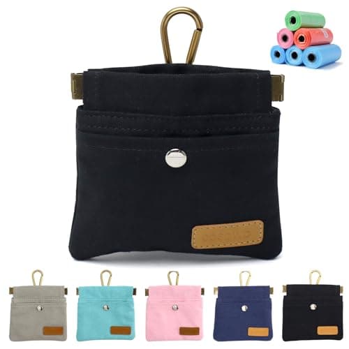 COSOWO Dog Treat Pouch, Hand Free Dog Training Treat Bag with Carabiner & Magnetic Buckle, Auto Closing Dog Walking Bag for Puppy Travel or Outdoor Use, Pet Feed Snack Reward Pocket, Black - Image 1