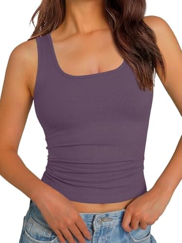 GKBK Women Sleeveless Workout Tops Racerback Athletic Running Yoga Tank Tops Lightweight Gym Clothes Purple XL - Image 1