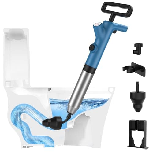 Granarbol High Pressure Toilet Plunger, Air Drain Blaster with Real-Time Gauge,Heavy Duty Toilet Auger & Drain Snake-Clog Remover for Toilets, Sinks, Floor Drains (Blue) - Image 1