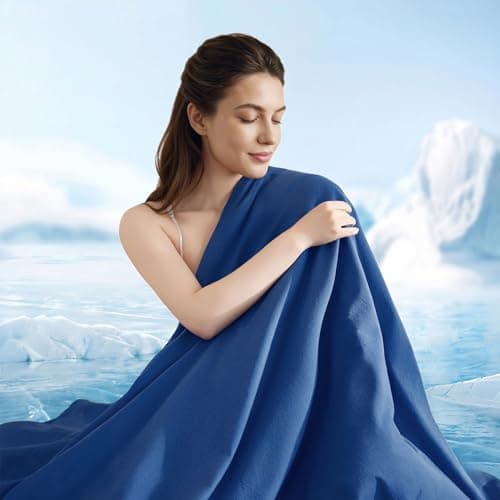 Yuncojin Cooling Comforter Twin Size,Double-Sided Blue Cooling Blanket for Hot Sleepers,Q-Max 0.45 Soft Breathable Silky Smooth Lightweight All Season Summer Comforter (Blue, Twin) - Image 1