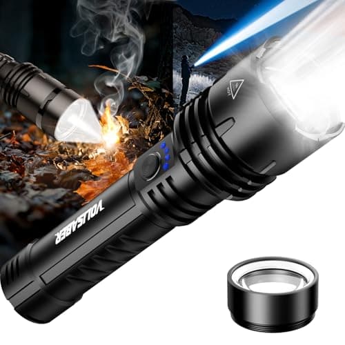 VOLISABER Flashlight 2000 High Lumens, Rechargeable Zoomable LED Tactical Flashlight with Ignition Lens, Emergency Flashlight for Camping Home Security, 5 Modes Waterproof Handheld Flashlights - Image 1