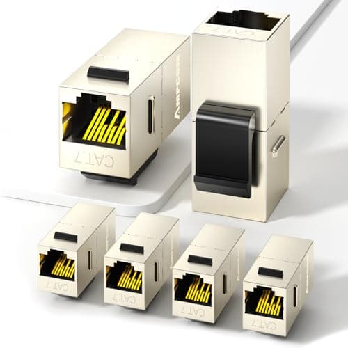AMPCOM CAT7 Inline Coupler RJ45 STP Keystone Jack, Shielded Female to Female Feedthrough Ethernet Module- 6 Pack - Image 1