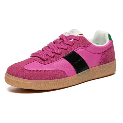 Rihero Women's Fashion Sneakers Classic Tennis Shoes Casual Lace-Up Walking Shoes Pink Size 7.5 - Image 1