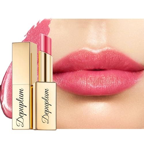 Depuplum Pink Red Shimmer Lipstick for Women Moisture Tinted Lip Balm Nourish Red Lip Gloss Cruelty Free Glitter Lip Stick (ZG115 Shine - Berry Pink) - Image 1