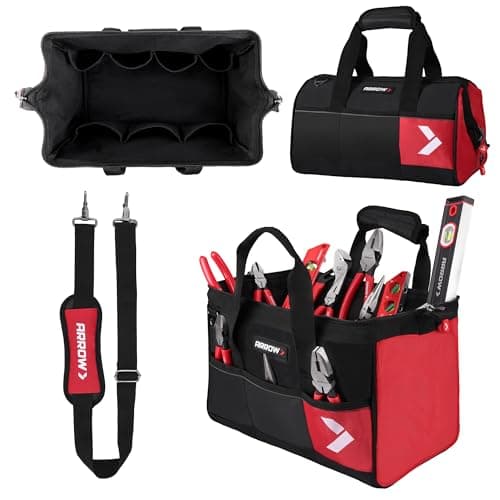 ARROW 14" Heavy Duty Tool Bag with Anti-Slip Feet, Tool Organizer Bag with Reflective Band, 840D Oxford Fabric, Multiple 11 Pockets, Soft Tool Bag for Men Women Electrician Mechanic Plumber HVAC - Image 1