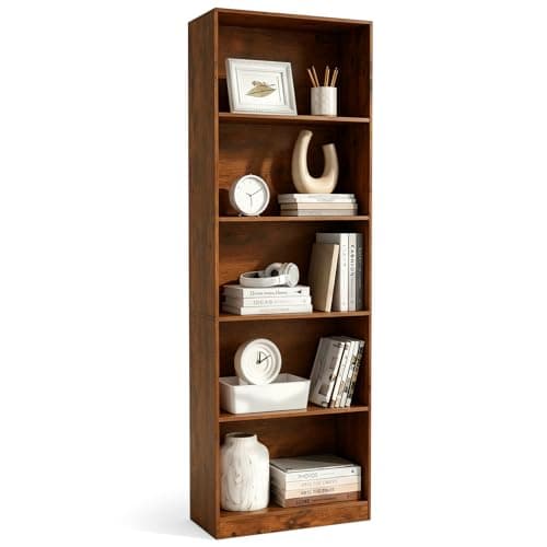 VAFHYLLIS 5-Tier Open Bookshelf, Premiun Wooden Storage Shelf Organizer Rack with 0.47 Inch Thick Book Shelves, 70.9 Inches Tall Standing Bookcase for Study Living Room Home Office