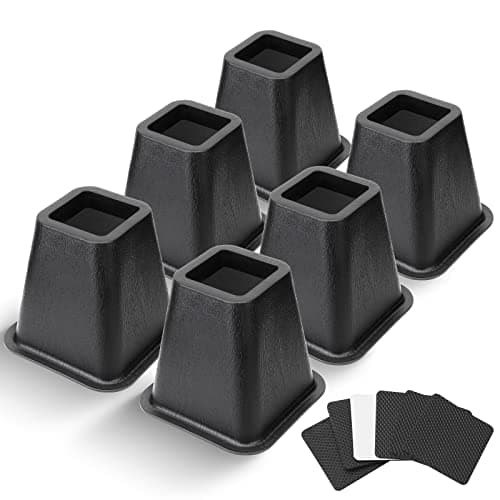 MCXYEM Bed Riser/Furniture Lift Bed/Bed risers/Furniture Lifter/Table risers/Frame Risers Create Under Bed Storage Heavy Duty for Furniture Height Adjustment (Black 6 Pack, 6 Inch)