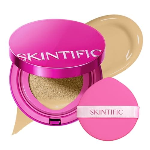 SKINTIFIC Pink Glow Cushion Foundation #03G Golden Almond| Medium Coverage, Natural Glow Finish, Moisturizing for Dry Skin, Lightweight, Long-Lasting & Oxidation-Resistant - Image 1