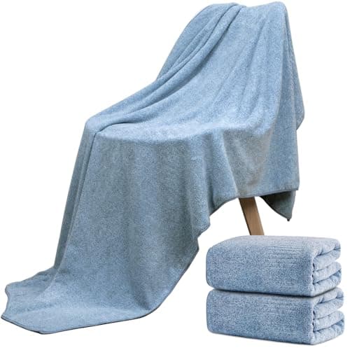 SEISSO Bath Towels Set Extra Large 63 x 35 in, Oversized Bath Sheets 70% Polyester 30% Viscose Fiber from Bamboo, Ultra Soft Absorbent Quick Dry Shower Towel for Bathroom Hotel Pool SPA Gym, 2 Pack - Image 1