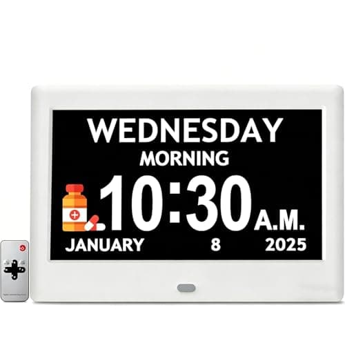 2025 NEW, Digital Clocks, 7'' Dementia Clock with Date and Time for Elderly, Auto-Dimming, 12 Reminders & 6 Alarms, Button & Remote Control, Auto DST, Digital Calendar for Seniors Large Display - Image 1