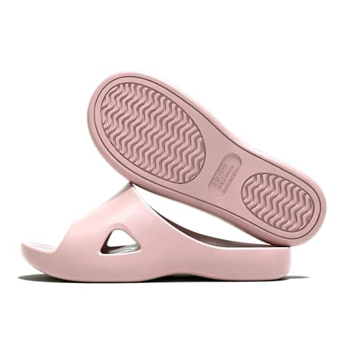 HUILONGJIA Arch-Support Women's Slide Sandals - Cushioned Cloud Summer Woman House Slippers, Comfy Shoes for Indoor Outdoor Pool Beach, Pink Size 8-8.5 - Image 1