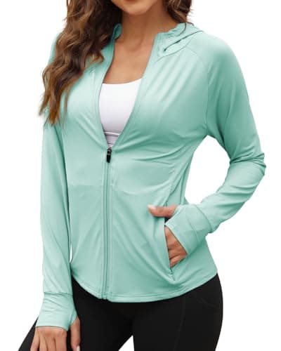 We1Fit Women's UPF 50+ Sun Protection Jacket Lightweight Athletic Zip Up Jacket Full Zip Long Sleeve Shirts - Image 1