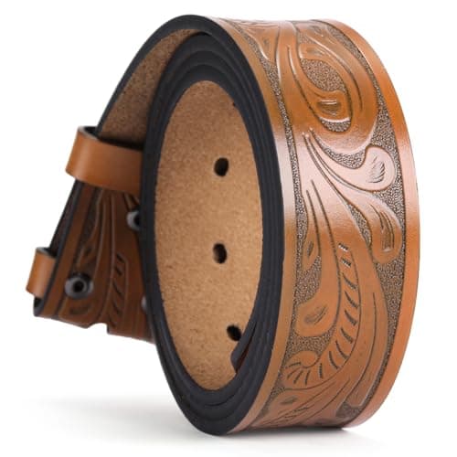 SENDEFN Western Belts for Men Women Cowboy Belt without Buckle Western Leather Belts 1.5" Wide Western Belt Straps for Jeans - Image 1