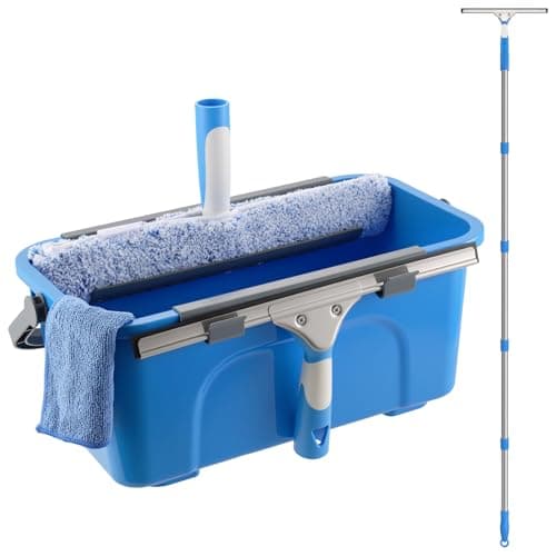 Mitclear Professional Window Cleaning Kit with Bucket 3 Gallon, 14" Window Squeegee Microfiber Scrubber with 77" Long Handle, Window Washing Equipment Cleaner Tools for Home Outdoor Car Commercial Use - Image 1