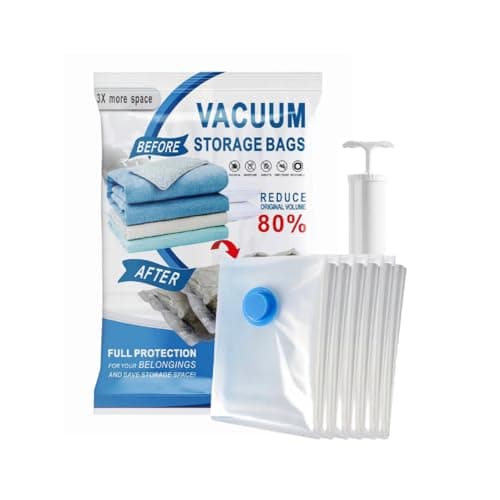 Spylandy Vacuum Storage Bags, 10 Pack with Electric & Manual Pump, Space Saver Compression Bags for Clothes, Blue and White, Nylon, 4 Medium 4 Large 2 Jumbo, (Hand Pump) - Image 1