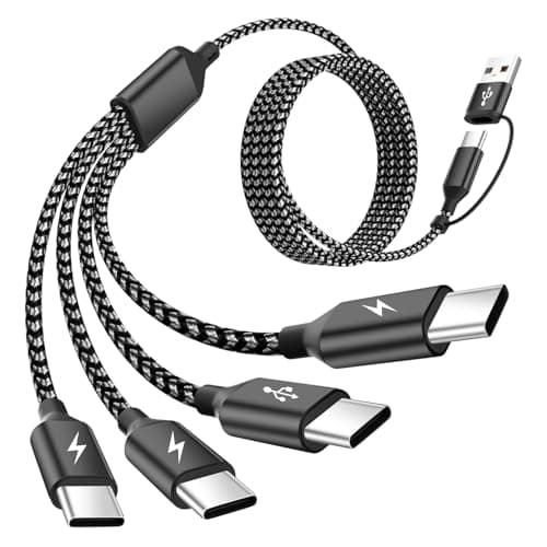 USB C Splitter Multi Charging Cable 1 Pack,USB A/C to USB C Charging Cord,Dual Type C Charger Cord,4 in 2 Multi Charger Cord with 4 Type-C Connectors Compatible with iPhone16/15/Cell Phones Tablets. - Image 1