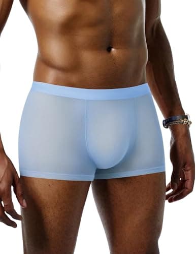 Avidlove Mens Underwear Trunk Breathable Mesh Boxer Briefs Sexy Lingerie Boxer Shorts for Men Blue XXL - Image 1