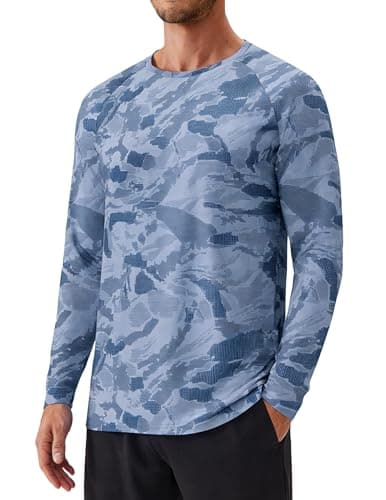 PINSPARK Men's Camouflage Rash Guard Shirts Quick Dry UV Protection Fishing Shirts Long Sleeve UPF 50+ Summer Swim Shirt - Image 1
