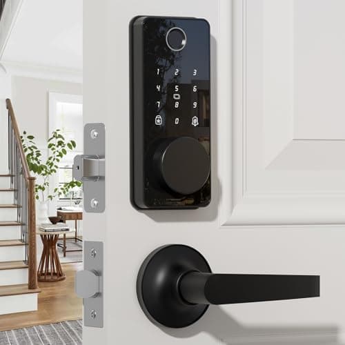 Smart Lock with Handles, Fingerprint Door Lock App Control, Keyless Entry Door Lock Set, Electronic Digital Keypad Deadbolt, Auto & One Touch Lock, Easy Installation, IP54 - Image 1