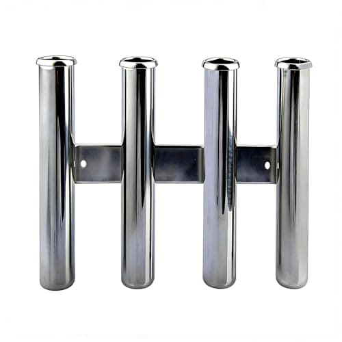 Marine Boat 4 Rod Stainless Steel Fishing Rod Holders, 4 Rod Rack Boat Marine Fishing Stainless Steel, Side Boat Pole Holders Kayak Saltwater Freshwater - Image 1