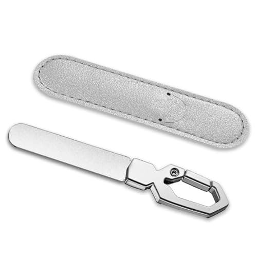 VISDOLL Stainless Steel Double Sided Nail File - Professional Metal Fingernail Toenail Tool for Men (Thick Nails) & Women, Washable Reusable Durable with Travel-Friendly Leather Case, Home & Salon Use - Image 1