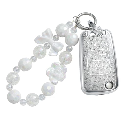 XUPEIXUN for Chevy Key Fob Cover with Keychain, Silver TPU Key Case Protection Shell Compatible with Chevrolet Bling Car Accessories - Image 1
