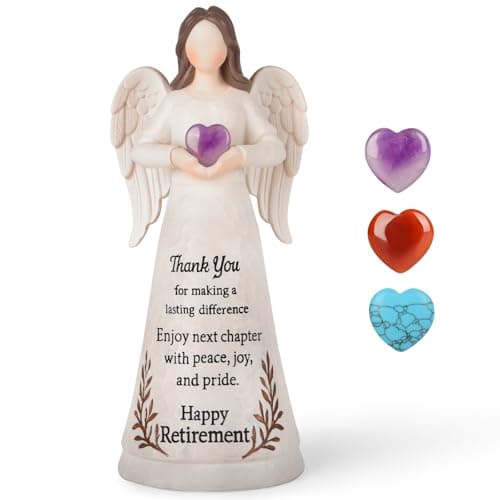 Retirement Gift for Woman 2026 - Large 8.2" Angel Figurine with Crystal Heart Happy Retirement Gifts for Teacher Coworker Nurses Boss Mom Grandma Sister Retirees Women Retired Party Decoration - Image 1