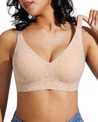 Popilush Comfortbale Bras for Women - Seamless No Underwire Push Up Plunge Deep V Bralette with Adjustable Straps Everyday T-Shirt Bra - Image 1