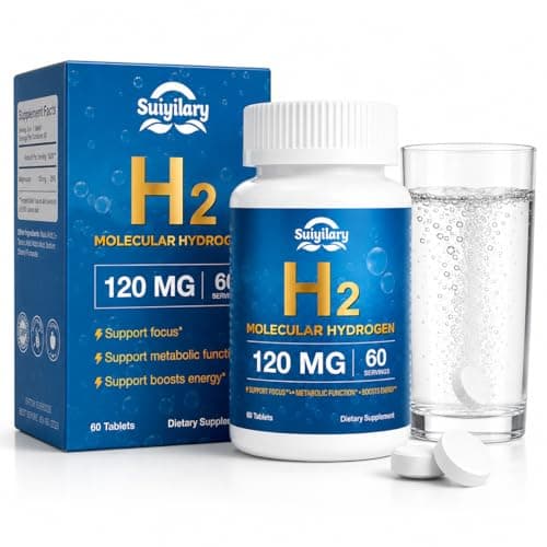 Hydrogen Water Tablets with 120MG Magnesium, H2 Molecular Hydrogen for Drinking Water, Rich in Antioxidants, Supports Cellular Health, Recovery, Immune & Brain Cognitive Function, 60 Tablets - Image 1