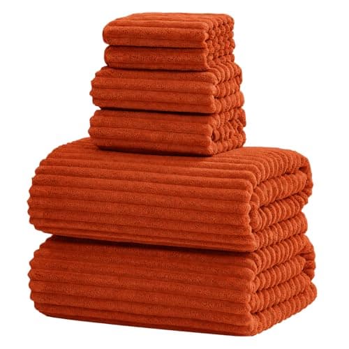 NALIVO 6-Piece Bath Towel Set(30"x60"), 2 Large Bath Towel Sheets, 2 Hand Towels and 2 Washcloths - Highly Absorbent Quick Dry Microfiber,Ultra Soft Towel Set for Bathroom (Burnt Orange) - Image 1