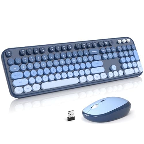 Atelus Wireless Keyboard and Mouse Combo, Typewriter Full Size Keyboard with Number Pad, Ergonomic Design for Windows PC Computer Laptop Desktop, Home and Office Use -Blue - Image 1