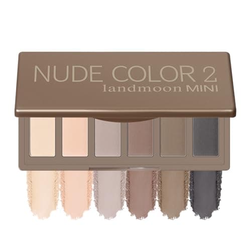 LANDMOON Neutral Nude Matte Mini Eyeshadow Palette, 6 Colors Smoky Taupe & Brown Travel Size Eye Shadows, Highly Pigmented, Long-Lasting, Vegan Makeup Palette with Mirror for Daily Use