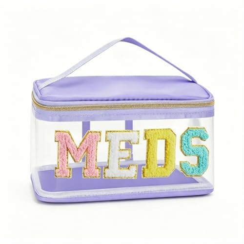DegoCython Medicine travel bag, Waterproof Nylon PVC, Embroidered Mesh Compartment, Anti-Splash Clean Surface, clear travel bags for toiletries, Portable Med Medicine Holder, For Women Daily. - Image 1