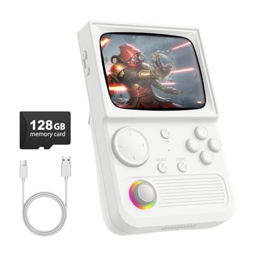 R36T Retro Gaming Console, 3.5''IPS Screen CRT-Inspired, Handheld Game Console 64GB with 18000+ Classic Games Supports WiFi Networked Fighting and OTG, 3500mAh Battery, with Portable Case(White 64GB) - Image 1