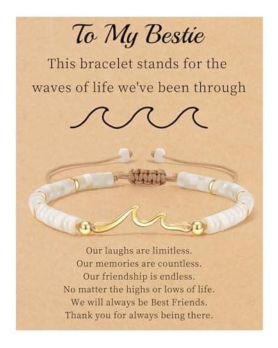 Sistble Bestie Gifts for Women, Christmas gift for Friend Bestie Stocking Stuffers for Teens Wave Bracelet for Women Crystal Beaded Bracelet Birthday Gift Jewelry - Image 1